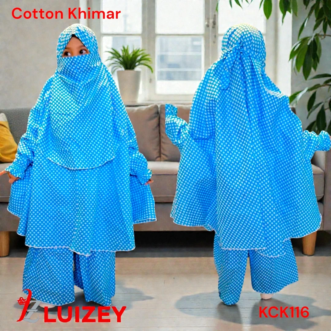Kids Cotton Khimar Set Age 1 to 12 Customised KCK116