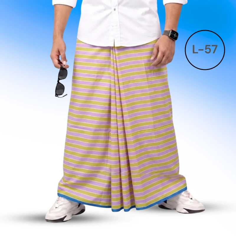 Soft Cotton Plain Check Lungi L57